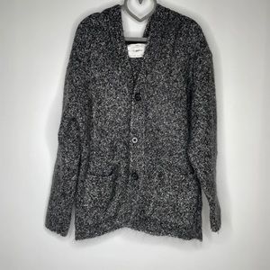 Zara Kids Cardigan Sweater Size 8 Gray Button Down Unisex Jumper Cotton Hooded
